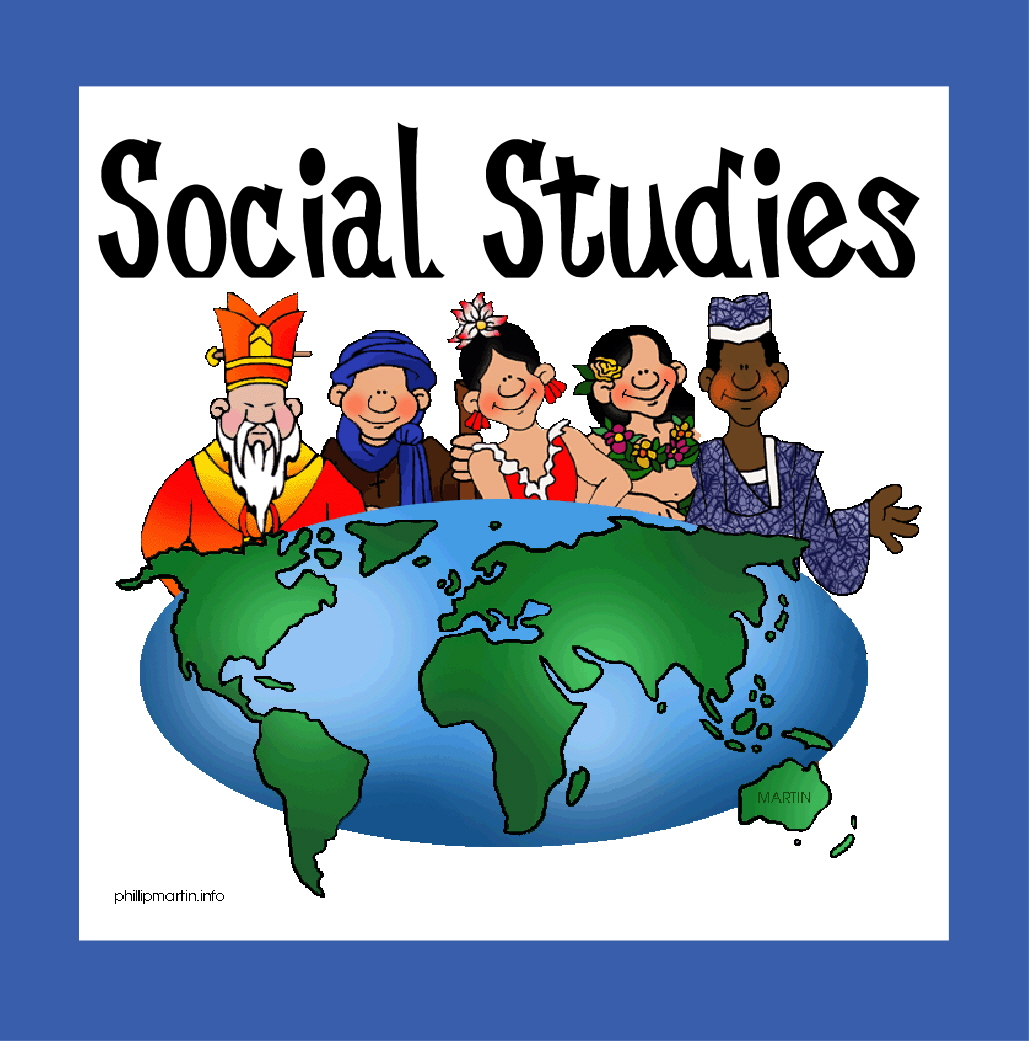 Social Studies, with different races behind a globe